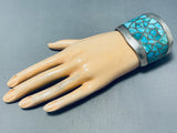 One Of The Finest Vintage Native American Navajo Turquois Einlay Sterling Silver Bracelet-Nativo Arts