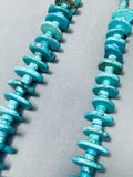 222 Grams Heavy Turquoise Disc Vintage Native American Navajo Heishi Necklace