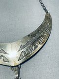 Thomas Signed Vintage Native American Navajo Turquoise Sterling Silver Necklace-Nativo Arts