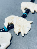 Native American Buffalo Love Vintage Santo Domingo Hand Carved Sterling Silver Necklace-Nativo Arts