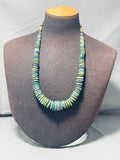 Riveting Native American Navajo Flat Turquoise Heishi Sterling Silver Necklace-Nativo Arts