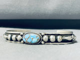 Al Jake Native American Navajo Golden Hills Turquoise Sterling Silver Bracelet-Nativo Arts