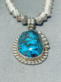 One Of Best Native American Navajo Bisbee Turquoise Sterling Silver Necklace-Nativo Arts