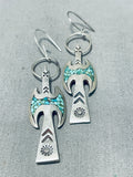 Lovely Vintage Native American Navajo Turquoise Chip Inlay Sterling Silver Waterbird Earrings-Nativo Arts