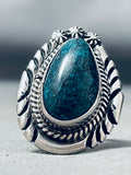 Important Vintage Native American Navajo Lone Mountain Turquoise Sterling Silver Ring