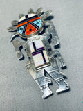 Best Native American Navajo Turquoise Coral Opal Sterling Silver Kachina Pin Pendant-Nativo Arts