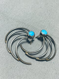 Marvelous Vintage Native American Navajo Sleeping Beauty Turquoise Sterling Silver Earrings-Nativo Arts