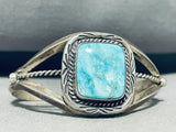 Stunning Vintage Native American Navajo Blue Gem Turquoise Sterling Silver Bracelet-Nativo Arts