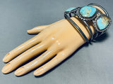 100 Grams Triple Chunk Turquoise Vintage Native American Navajo Sterling Silver Bracelet-Nativo Arts