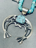 Tawney Willie Native American Navajo Turquoise Sterling Silver Squash Blossom Necklace-Nativo Arts