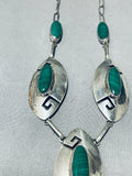 Benny James Vintage Navaj Malachite Sterling Silver Concho Necklace-Nativo Arts