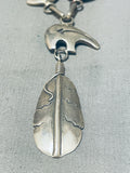 Gasp! Vintage Native American Navajo Sterling Silver Bear Feather Necklace-Nativo Arts