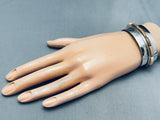Very Unique Vintage Southwest Sterling Silver Inlay Wood Bracelet-Nativo Arts