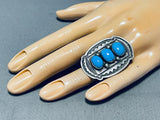 Joseph Tom Vintage Native American Navajo Domed Turquoise Sterling Silver Ring-Nativo Arts