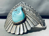 One Of The Coolest Shaped Cuff Vintage Native American Navajo Turquoise Sterling Silver Bracelet-Nativo Arts