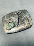 Wolf And #8 Mine!! Vintage Navaj Sterling Silver Turquoise Buckle-Nativo Arts