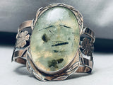 Very Rare 95 Gram Vintage Prehnite Sterling Silver Heavy Bracelet Cuff-Nativo Arts