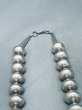 Rare Signed Vintage Native American Navajo Hand Tooled Sterling Silver Bead Necklace-Nativo Arts