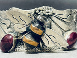 The Coolest Bee Vintage Native American Navajo Sterling Silver Purple Shell Bracelet-Nativo Arts