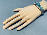 Gasp! Vintage Native American Navajo 3 Smokey Bisbee Turquoise Sterling Silver Bracelet-Nativo Arts