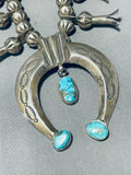 One Of The Best Vintage Native American Navajo Turquoise Sterling Silver Squash Blossom Necklace-Nativo Arts