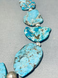 Slabs Of Turquoise!! Vintage Native American Navajo Sterling Silver Necklace Old-Nativo Arts