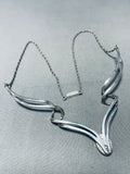 Important Mike Kirk Vintage Native American Navajo Lapis Sterling Silver Necklace-Nativo Arts