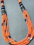 Singer Pink Coral Native American Navajo Sterling Silver Turquoise Necklace-Nativo Arts