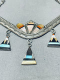 One Of The Most Beautiful Vintage Native American Zuni Dangle Turquoise Sterling Silver Necklace-Nativo Arts
