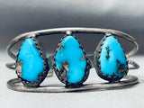Bisbee Dream Turquoise Vintage Native American Navajo Sterling Silver Bracelet Old