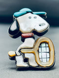 The Best Ever Vintage Native American Zuni Snoopy Inlay Turquoise Sterling Silver Ring-Nativo Arts