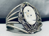 Pete Johnson Vintage Native American Navajo White Buffalo Turquoise Sterling Silver Bracelet-Nativo Arts