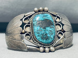 Superior Vintage Native American Navajo Pilot Mountain Turquoise Sterling Silver Bracelet-Nativo Arts