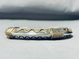 Heavy Hand Tooled Gold And Sterling Silver Vintage Native American Navajo Bracelet-Nativo Arts