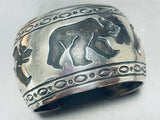 Important Vintage Native American Navajo Rosco Scott Walking Bear Sterling Silver Wide Bracelet-Nativo Arts