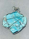 Jaw-dropping Vintage Native American Navajo Blue Gem Turquoise Sterling Silver Necklace-Nativo Arts