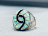 Amy Quandelacy Vintage Native American Zuni Synthetic Opal Sterling Silver Ring-Nativo Arts