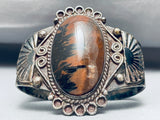Early Heavy Vintage Native American Navajo Petridied Wood Sterling Silver Bracelet-Nativo Arts