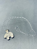 Adorable Vintage Native American Navajo Lapis Sterling Silver Bear Necklace Signed Rose Begay-Nativo Arts