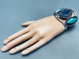 Colossal Vintage Native American Navajo Turquoise Lapis Sterling Silver Bracelet-Nativo Arts