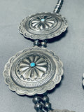 200 Grams Huge Vintage Native American Navajo Concho Sterling Silver Turquoise Necklace-Nativo Arts