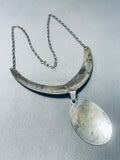 Thomas Signed Vintage Native American Navajo Turquoise Sterling Silver Necklace-Nativo Arts