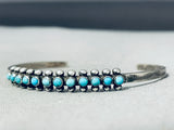 Precious Petite Vintage Native American Zuni Blue Gem Turquoise Sterling Silver Bracelet-Nativo Arts