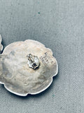 Turquoise Sun Vintage Native American Zuni Sterling Silver Earrings-Nativo Arts