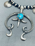 Womens Vintage Native American Navajo Turquoise Sterling Silver Squash Blossom Necklace-Nativo Arts