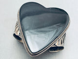 The Best Vintage Native American Navajo Onyx Sterling Silver Heart Bracelet-Nativo Arts