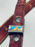 Native American Colorful Very Intricate Inlay Vintage Turquoise Sterling Silver Ranger Belt Old-Nativo Arts