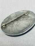Tremendous Vintage Native American Navajo Bisbee Turquoise Sterling Silver Kachina Pin-Nativo Arts