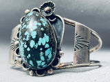Domed Spiderweb Turquoise Vintage Native American Navajo Sterling Silver Bracelet-Nativo Arts