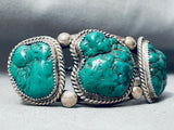 Chunky Begay Green Turquoise Nugget Vintage Native American Navajo Sterling Silver Bracelet